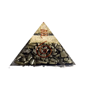 Pirámide de orgón de pirita natural, pirámide hecha a mano con fragmentos de piedras preciosas, cristal de orgonita para meditación - Product Image 4