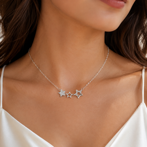 Collar con Colgante de Estrella de Plata de Ley 925 con Circonitas y Baño de Rodio, Cadena de Eslabones para Mujer, Regalo de Boda, Joyería de Plata de Ley 925 - Product Image 1