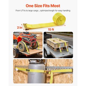 2 sangles à cliquet de 15 pieds, lot de 30, attaches E-Track, résistance à la rupture de 4400 lb, charge nominale de 1460 lb, modèle D0100XU4MUV pour remorques - Product Image 3