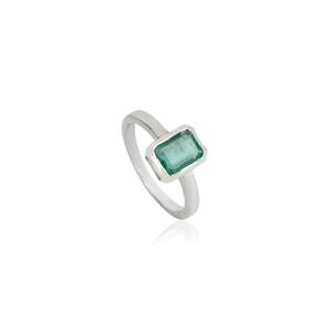 Classy High Quality 925 Sterling <b>Silver</b> Octagon Cut Natural <b>Emerald</b> Single Stone <b>Ring</b> For Women's Daily Wear Jewelry - Product Image 3