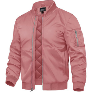 Blouson bomber bordeaux pour homme, fermeture éclair, col montant, vêtement d'extérieur décontracté, coupe-vent, pour l'automne et l'hiver - Product Image 6