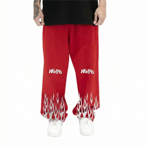 <b>Mens</b> Flame Print Sweatpants Wide Leg Joggers <b>Elastic</b> Waist Casual Streetwear Graphic Track Pants Comfortable Fashion <b>Trousers</b> - Product Image 3