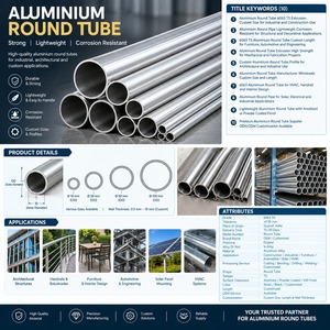 High on Demand Aluminium Round Pipe Corrosion <b>Resistant</b> Extruded <b>Tube</b> for Industrial and Architectural Use for Sale - Product Image 3