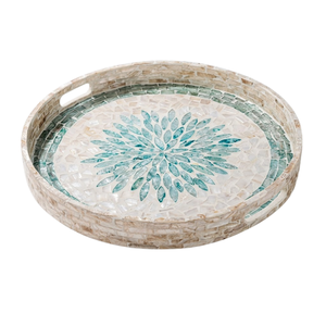 Artisan Handcrafted Mother of Pearl Inlay Decorative Serving Tray Sustainable Home Decor <b>Tabletop</b> <b>Storage</b> - Product Image 1