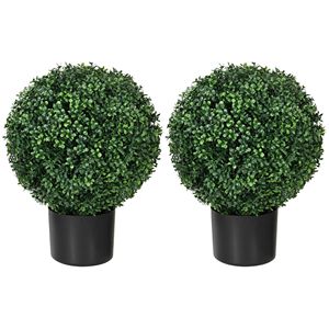 2 Pack 20.5\" Boxwood Topiary <b>Trees</b> with Pots Indoor/Outdoor Decorative Faux Plants 20.5\" <b>Artificial</b> <b>Trees</b> - Product Image 1