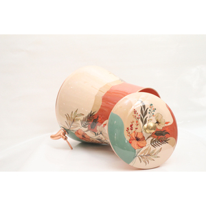 Distributeur d'eau artisanal en cuivre pur avec réservoir de stockage d'eau à motif floral émaillé pour la maison et la cuisine – Matka en cuivre écologique - Product Image 4