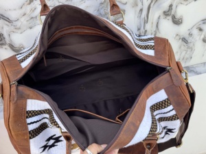 Bolsos de Viaje Grandes de Cuero Genuino con Diseño Azteca Estilo Vintage, Última Llegada 2026, Patrón Occidental, Multiusos - Product Image 5