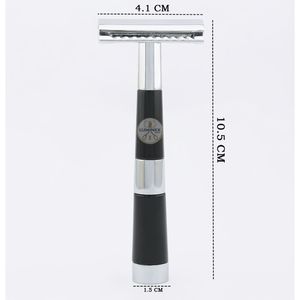 มีดโกนสองคมสีดำและโครเมียมพร้อมซองหนัง - Product Image 2