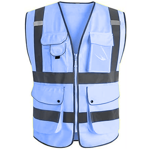 Gilet de sécurité réfléchissant haute visibilité unisexe rose avec poches, vêtements de travail - Product Image 2