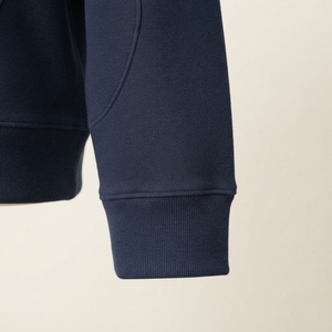 Men's <b>Navy</b> Quarter Zip <b>Sweatshirt</b> Raglan Sleeve Stand Collar Solid Regular Fit Pullover - Product Image 5
