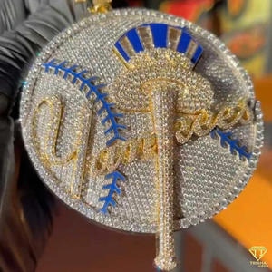 Personalizado New York Yankees Crown Iced VVS Lab Grown Diamond Pendant GIA Certificación Rodio Oro blanco Hip Hop Yankees Logo - Product Image 2