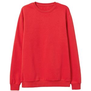 เสื้อสเวตเชิ้ตคอกลมสีแดงสดแบบเรียบง่าย ทรงหลวมตรง แขนยาว พร้อมแถบยางยืดที่ข้อมือและชายเสื้อ เสื้อผ้าลำลอง - Product Image 1
