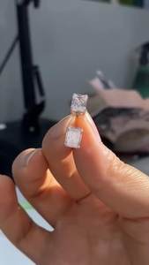 Emerald Cut Lab Grown Diamond <b>Stud</b> Earrings, Minimal Diamond <b>Studs</b> - Product Image 6