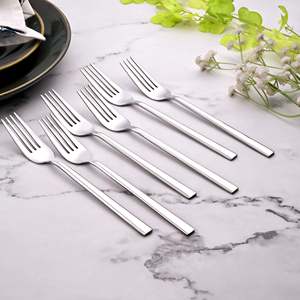 SmoothGrip Eco-Friendly Stainless Steel and Bamboo <b>Fork</b> Set 6-Piece Including Salad Fruit Dessert <b>Forks</b> for Home and Camping - Product Image 5