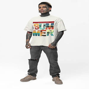 เสื้อยืดผู้ชายผ้าฝ้าย 100% ถักแบบสตรีทแวร์ พิมพ์ลายตามสั่ง เนื้อผ้าหนา ไม่ยับ แห้งเร็ว - Product Image 3