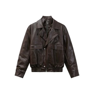 Blouson aviateur unisexe en cuir véritable sur mesure OEM, doublure 100 % coton, haute qualité, décontracté, ample, hiver, fermeture éclair avant - Product Image 1