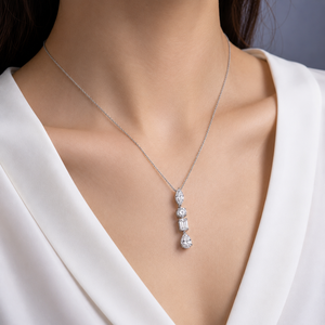 14K White Gold Multi Shape Lab Grown Diamond Drop <b>Pendant</b> for Women Marquise Round <b>Emerald</b> Pear Cut 4 Stone 2.16g - Product Image 6