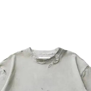 Camisetas de streetwear de gran gramaje con logo personalizado, estilo vintage lavado, para hombre, cortas, oversize, desgastadas, al por mayor - Product Image 5