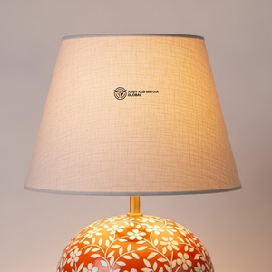 Lampe élégante en os incrusté d'orange |   Lampe de table florale faite à la main pour la décoration moderne de la maison - Product Image 5