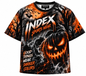 INDEX Men's Halloween Skull Printed <b>T</b>-<b>Shirt</b> Short Sleeve O-Neck Quick Dry Sporty Casual Wear With <b>Pumpkins</b> And Bats Design - Product Image 1