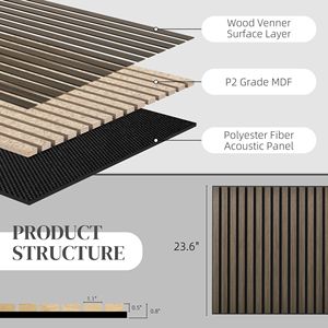 แผ่นไม้อะคูสติกสีน้ำตาลขนาด24 "x 24" 4แพ็คแผ่นซับเสียงสำหรับตกแต่งผนัง - Product Image 5
