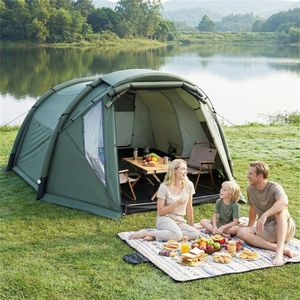 Tenda da Campeggio Gonfiabile per 5-7 Persone con Veranda Zippata, Impermeabile PU2000mm, Cabina Familiare - Product Image 3