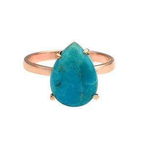 Best Selling 925 Sterling <b>Silver</b> Dainty Vintage Statement <b>Ring</b> Women High Quality Natural Arizona Turquoise <b>Stone</b> Prong Set Rose - Product Image 1