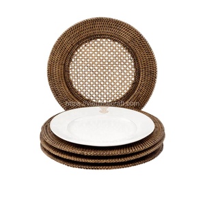 Handmade Rattan Placemats <b>Round</b> Natural Brown White Bohemian <b>Table</b> Mats <b>Set</b> <b>For</b> <b>Dining</b> Decor - Product Image 2