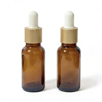 Flacon compte-gouttes de luxe en verre ambré de 20 ml avec bouchon doré pour sérum de soin, échantillon cosmétique, personnalisable avec logo – Vente en gros