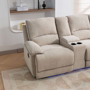 94.8 \ "Set di divani da soggiorno con porte USB porta oggetti nascosti e 2 portabicchieri - Product Image 1