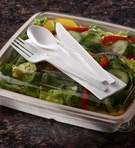 Vente en gros de fourchettes, couteaux et cuillères jetables en papier de 155 mm pour les voyages, les salades, les collations, les repas de riz et les nouilles, style simple, service alimentaire - Product Image 1