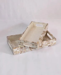 Bandeja Rectangular de Nácar para Servir, Bandeja Otomana de Madera, Mesa de Centro, Platos Decorativos de Lujo Hechos a Mano - Product Image 4