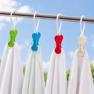 RIVER PLAST Colorful PP Plastic Multifunction Clothes Pegs Stainless Steel Ring High Strength Durable <b>Hook</b> Type for Clothing - Product Image 1