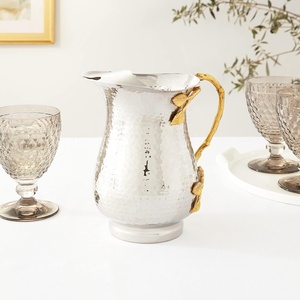 Pichet à eau pour vin Elegance de 1.5 pintes personnalisé Marteau en argent/or brillant Poignée en laiton doré Prix d'usine direct-pour les fêtes - Product Image 2