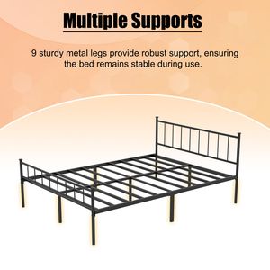 Struttura letto matrimoniale in metallo con testiera e pediera, stabile dal punto di vista strutturale, con vano contenitore sotto il letto, non richiede rete a molle, colore nero - Product Image 6