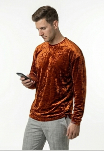 T-shirts en velours à manches longues pour hommes, décontractés, légers, en velours, col rond, t-shirt en velours pour hommes - Product Image 5