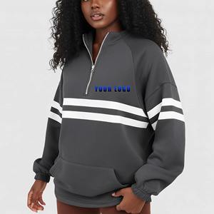 Sudadera con capucha retro personalizada para mujer, top corto holgado de algodón puro, manga larga, estilo urbano. - Product Image 4