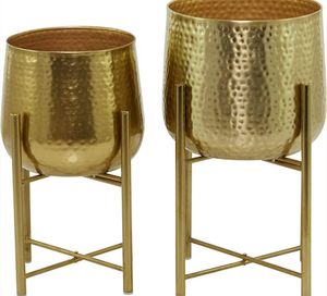 Juego de Macetas de Metal Plateado Negro, Macetas Modernas con Marco de Alambre, Recipientes Decorativos para Plantas de Interior, Estilo Glam - Product Image 2