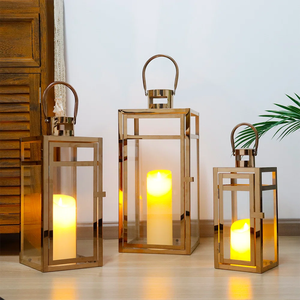 Stylish Gold Metal Lantern Candle Holder Luxury Decorative <b>Ornament</b> for Home Wedding Valentine's Day Birthday Party at Low Rates - Product Image 3