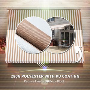 Tenda Parasole Retrattile Beige 3,6x2,4m con Manovella Manuale per Patio, Terrazza e Giardino - Product Image 5
