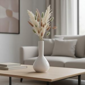 White <b>Ceramic</b> Glazed Minimalist <b>Vase</b> Custom Design Flower Vessel Modern Home Decor for Living Room - Product Image 4