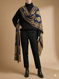 Ahe Châles longs élégants pour femme, en viscose effet cachemire, double face, hiver, color block, respirants, à texture tricotée - Product Image 2