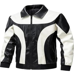 Chaqueta de Cuero de Invierno de Alta Calidad, Chaqueta de Cuero Lavada a Prueba de Viento con Cremallera, Estilo Urbano para Hombre, Unisex - Product Image 1