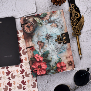 <b>A5</b> Decorative World Map Handmade Paper <b>Notebook</b> | 100 Pages Recycled Paper Journal with Antique Lock Floral Travel Theme Diary - Product Image 4