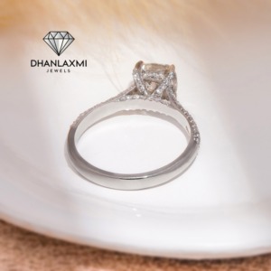 Bague de fiançailles et de mariage en or 14 carats avec diamant de laboratoire taille ronde pour femme, bijoux fins, bijoux de mariée - Product Image 2