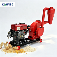 Broyeur à marteaux diesel 150-250 kg/h pour céréales (maïs, blé, riz) et aliments pour animaux avec tamis remplaçable