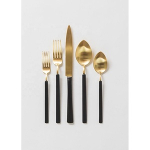 Poignée en céramique rose clair avec vaisselle de luxe plaqué or pour hôtel et mariage Ensemble de couverts en or Ensemble de couverts pour mariage - Product Image 3