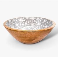 Mangohouten moderne luxe serveerschaal groot wit emaille binnenwerk citrus fruit citroen sinaasappel print design milieuvriendelijk vaatwasserbestendig