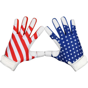 Gants de frappeur en cuir pour adultes Five B New Adult, design drapeau américain, avec super grip antidérapant pour frappeurs de terrain extérieur. - Product Image 1