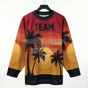 ชุดฮอกกี้ปักลาย ผ้าตาข่ายโพลีเอสเตอร์เสริมความแข็งแรง ทรง unisex สำหรับผู้ใหญ่ แขนสั้น ระบายอากาศได้ดี ไซส์พลัส เสื้อฮอกกี้น้ำแข็ง - Product Image 1